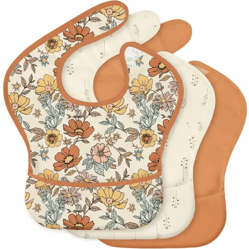3 Pack Waterproof Baby Bibs for Eating, Mess Proof Feeding Bib