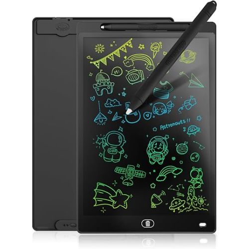 Genialba LCD Writing Board 8.5 Inches, Colourful Electronic Tablet, Portable Erasable Drawing Board, Graphic Tablet for Children's Games 3 4 5 6 7 Year Old Kid Boys Girls (Black)