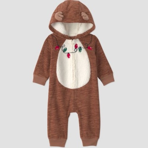 Carter's Just One You® Baby Christmas Reindeer Hooded Romper - Brown Newborn