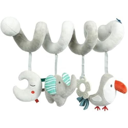 FPVERA Car Seat Toys for Babies 0-6 Months: Travel Baby Toy for Soft Hanging Toys for Carseat, Spiral Stroller Activity Toy Plush for Infant Boys Girls, Grey Elephant