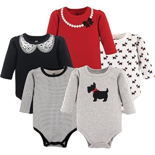 Hudson Baby baby-girls Cotton Long-sleeve Bodysuits 5-pack