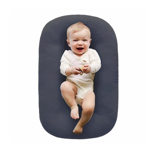 100% Cotton Baby Lounger for Newborn 0-24 Months(Dark Gray)
