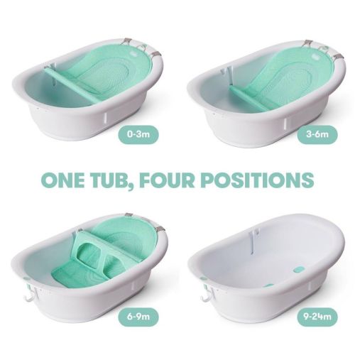 Frida Baby 4-in-1 Grow-With-Me Bath Tub: Drain Plug, Infant Head Support, Newborn Sling, Non-Skid Feet