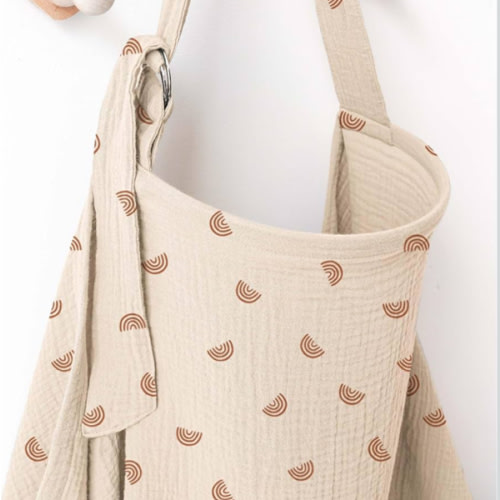 Muslin Nursing Covers for Breastfeeding, Privacy Breast Feeding Cover with Arch Neckline for Mom and Baby, Breathable 100% Cotton Nursing Apron Multi-use Stroller Cover