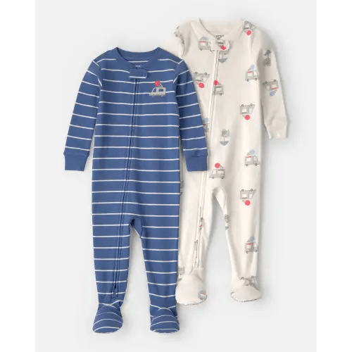 Baby 2-Pack Ice Cream Truck 100% Cotton Snug Fit 1-Piece Pajama - Blue/Ivory | Carter's