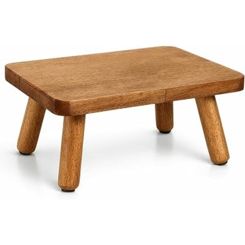 Covzoe Wooden Step Stool, Solid Wood Milking Stool with Non-Slip Mat