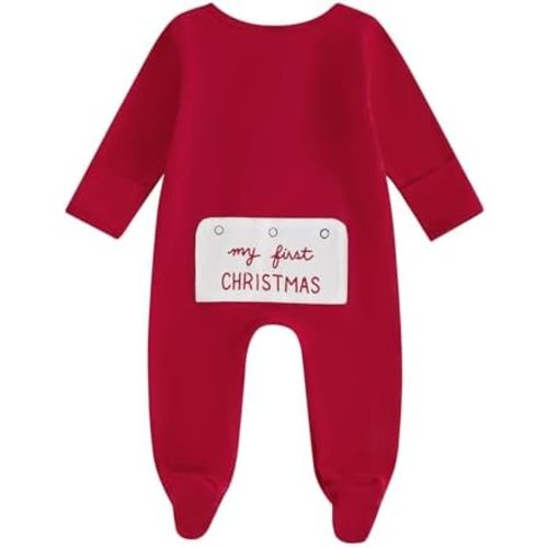 BULINGNA Traje de manga larga para bebé recién nacido, con estampado de letras, con cremallera, para otoño