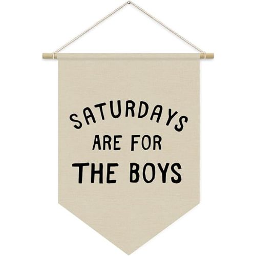 Saturdays Pennant Flag Banner, Boys Room Wall Hanging Decor for Playroom