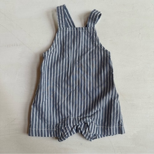 Tea Collection Blue White Striped Boys Overalls Shortalls