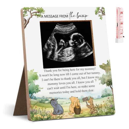 Hatzelou Classic Winnie A Message From The Bump Baby Sonogram Picture Frame, the Pooh Baby Shower Sign Picture Frame, Baby Shower Gender Reveal, Pregnancy Milestone Keepsake
