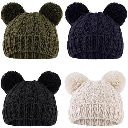 Yuoahcn Baby Girl Beanie Winter Baby Boy Hat with Pom pom Warm Infant Knitted Hats Toddler Kid Beanies