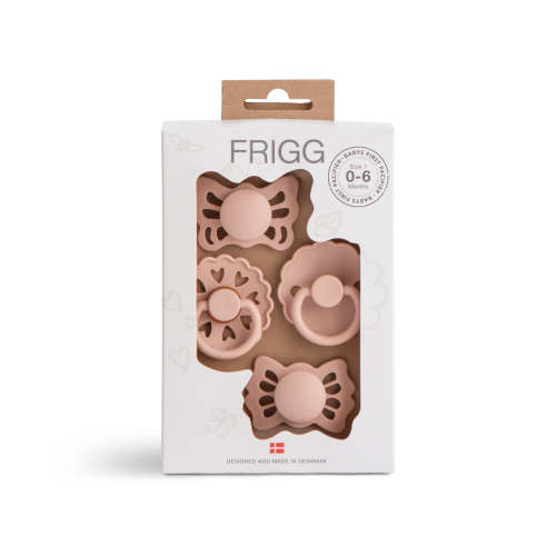 Frigg Baby's First Pacifier - 4-Pack Floral Heart - Blush