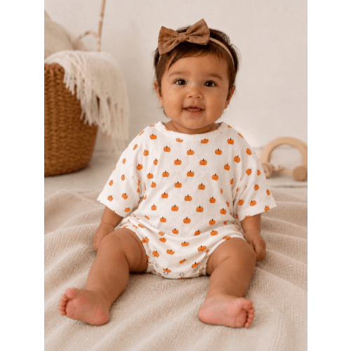 Pumpkin | Organic Cotton Pointelle Baby Clothes Bubble Romper – SpearmintLOVE