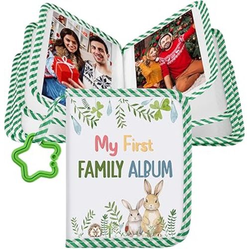 My First Family Album Holds 17 4x6 Pictures Photo Album Soft Cloth Book for Family Memory Gift(Fresh)