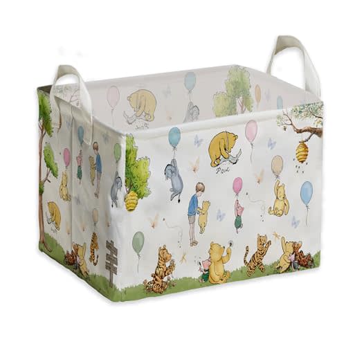 ZsaTuiy Winnie Basket,the Pooh baby Stuff,Winnie Nursery Decor Laundry Hamper With A Waterproof PECoating, Foldable, Bathroom and Bedroom SetClothes ,Toys Bin, Baby Nursery Hamper Decor