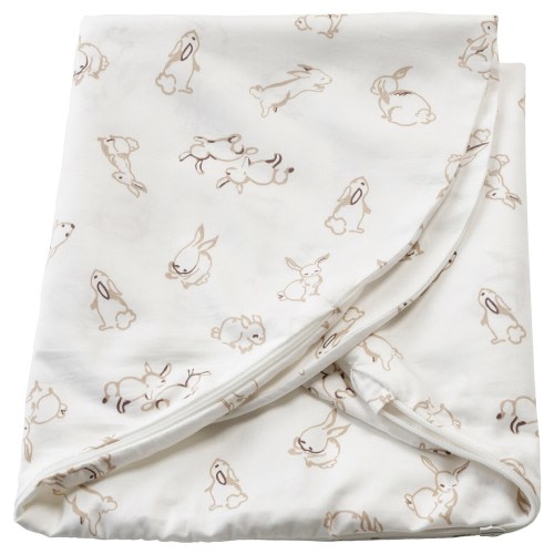 LEN Cover for nursing pillow - rabbit pattern/white 60x50x18 cm