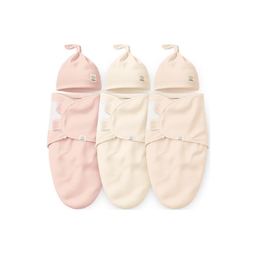 3-Pack Soothe Swaddle Wraps with Knot Hats, Medium