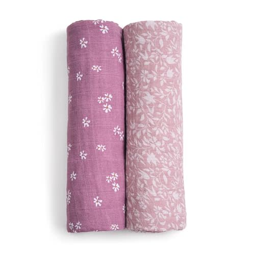 aden + anais Boutique 100% Organic Cotton Muslin Swaddle, Breathable Baby Blanket, Ideal for Boys, Girls, Newborns, Babies & Infants, Receiving Blanket, Lightweight Wrap, 2 Pack, Heritage Floral