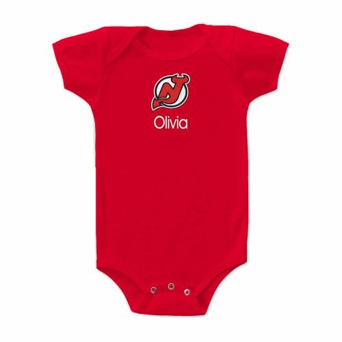 New Jersey Devils Personalized Baby Bodysuit (6-12 Months, Red)