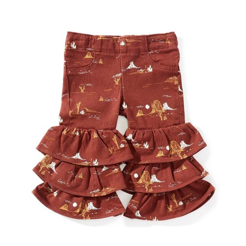 Wrangler® Baby Girls Tiered Flare Pull-On Pants