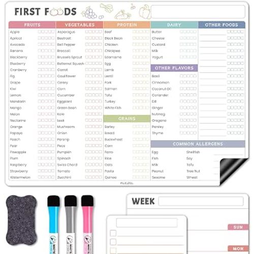 ALEZEL Baby First Food Tracker Fridge Magnet, Dry Erase Baby Foods Chart