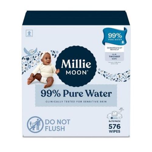 Millie Moon 99% Pure Water Baby Wipes - 576ct: Whole Body, Diaper Area, Unscented