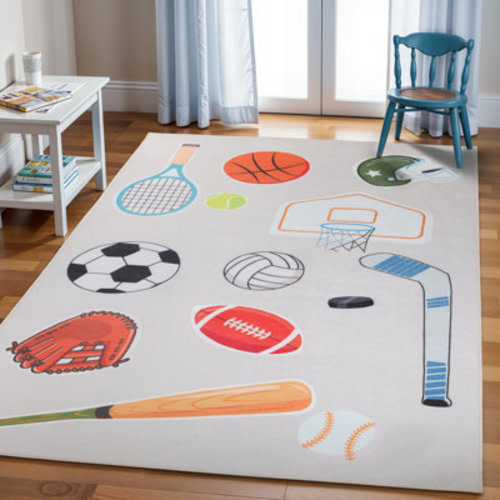 Zoomie Kids Pollak All Star Non-Slip Kids Playroom Decor Washable Indoor Area Rug & Reviews | Wayfair