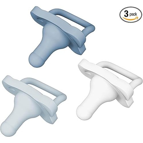 Dr. Brown’s HappyPaci 100% Silicone Pacifier 0-6m, BPA Free, White Blue Light Blue 3-Pack