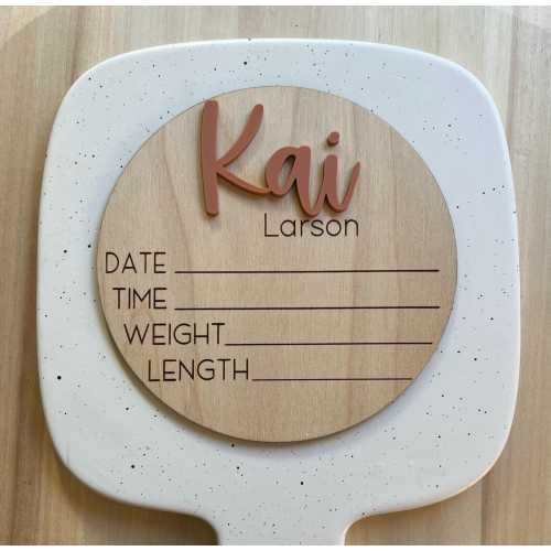 Baby name sign with stats, newborn photos, baby shower gift, nursery decor