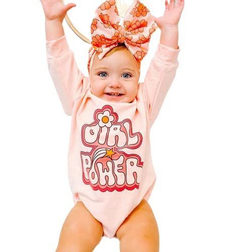 Sasaerucure Infant Toddler Baby Girl Power Outfits Long Sleeve Romper Letter Bodysuit One Piece Jumpsuit Fall Winter Onesie