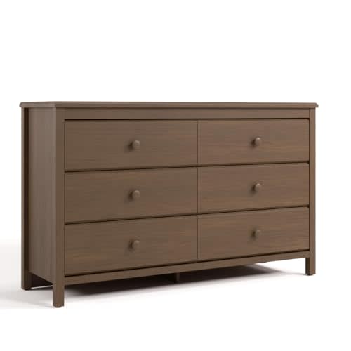 Storkcraft Alpine 6-Drawer Dresser (Hazelnut) – GREENGUARD Gold Certified, Brown Dresser for Bedroom, Kids & Nursery Storage Drawers, Safety Interlocking Drawers, Pre-Installed Tracks, Kids Bedroom