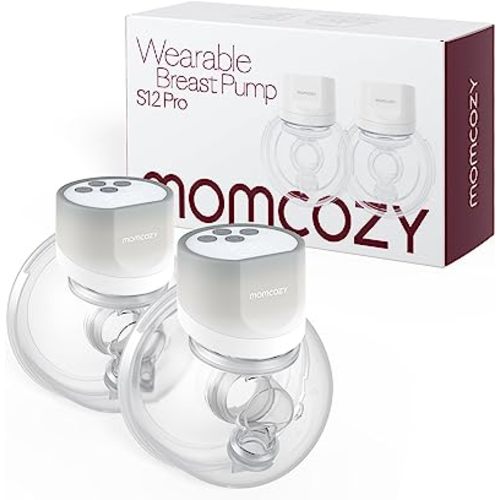 Momcozy Wearable Electric Breast Pump S12Pro Portable, Wireless, Adjustable Suction, Soft DoubleFit Flanges, Smart Display 24mm, 2 Count, Charcoal Gray