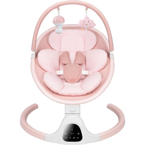 Baby Swing for Infants, Infant Swing with 5 Swing Speed, Built-in Soothe Melodies, 5-Point Harness, Electric Infant Swing with Bluetooth for Indoor & Outdoor Use (Pink)