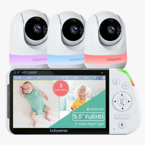 Babysense Max View: Video Baby Monitor with 3 Cameras, Non Wifi, Split