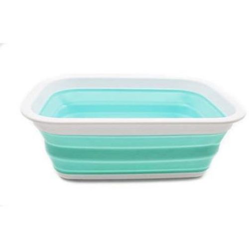SAMMART Collapsible Tub 9.2L (2.37Gallon) White/Lake Green