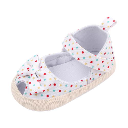 Byoo Newborn Girls Polka Dot Sandals Cute Infant Bow Closed Toe Mary Jane Cloth Shoes Soft Lightweight Slippers