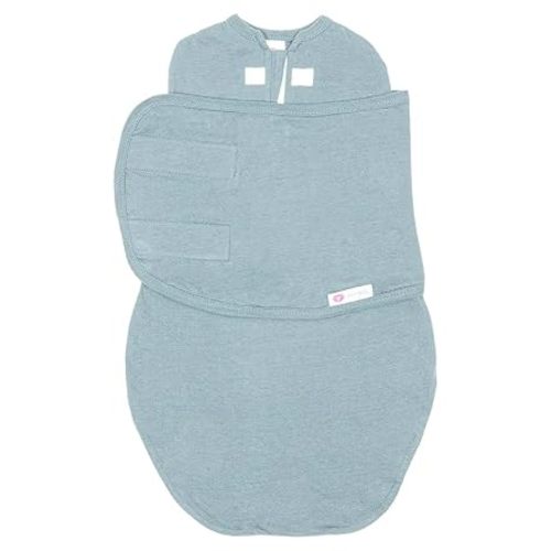 embé 2-Way Starter Baby Swaddle, Newborn Swaddle Sack, Zip, Hook & Loop Baby Wrap, Hip Healthy, Infant, 6-14 lbs, 0-3 Months - Sea