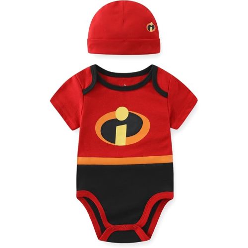 Disney The Incredibles Jack-Jack Baby Boys Bodysuit with Hat Cap 2 Piece Set for Newborn and Infant