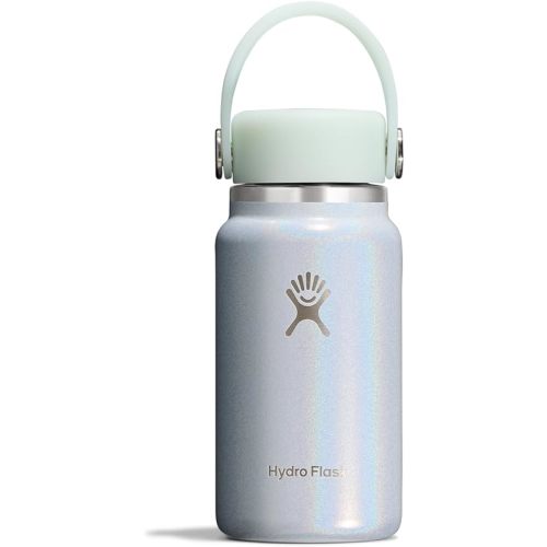 Hydro Flask Micro Bottle - Leak Proof Purse or Pocket Flask - Insulated Mini Water Bottle 6.7 Oz Glimmer Blue