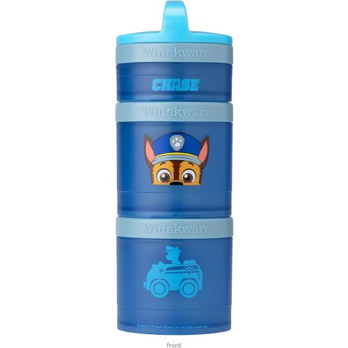 Whiskware Paw Patrol Stackable Snack Containers for Infants, Kids, and Toddlers, Durable Food Storage Containers for Daycare, Car, and Airplane Travel, Dishwasher Safe, Chase