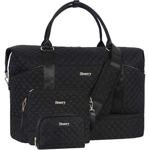 Weekender Bag, Large Travel Duffel Bag for Women, Carry on Overnight Bag with Shoe Compartment and Toiletry Bags