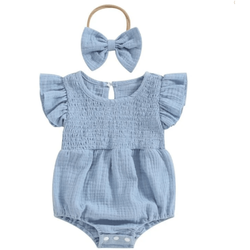 Muslin Ruched Onesie and Bow – The Ollie Bee