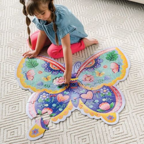 Peaceable Kingdom Butterfly Floor Puzzle — 53-Piece Shaped Puzzle for Ages 3+