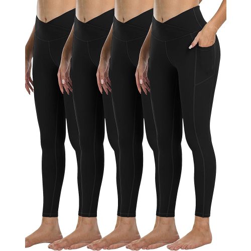 4 Pack Leggings with Pockets for Women,High Waist Tummy Control Workout Yoga Pants