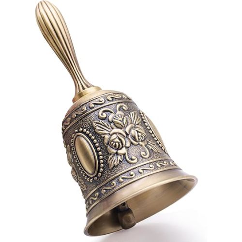 DomeStar Vintage Brass Hand Bell – Loud Call Bell for Bedside, Dinner, Wedding, Christmas & Holiday Party