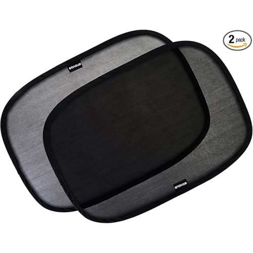 2-Pack Car Window Shades by Enovoe - 19 x 12 in Side Window Cover for SUVs, Sedans, and Trucks - Protects Baby from UV Rays and Glare - Cling Design for Easy Use - Plain