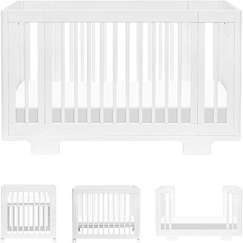 Babyletto Yuzu Convertible All-Stages® Bassinet, Midi, Full-Size Crib in White, Greenguard Gold Certified, Portable & Adjustable with Conversion Kits and Pads Included
