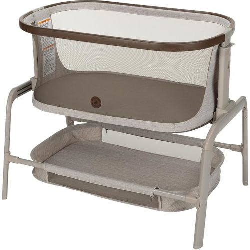 Maxi-COSI Iora Baby Bassinets Bedside Sleeper, Portable Bassinet, Infant Bedside Sleeper Crib, Height Adjustable, Breathable Mesh, Large Storage Basket, Truffle