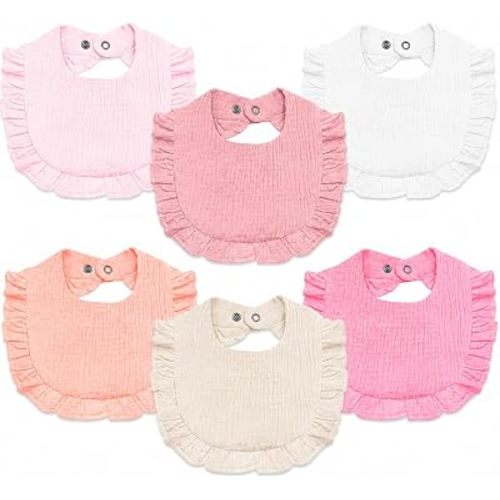 NISXABEBE Baby Muslin Bibs,6 Pcs Drool Bandana Bibs for Baby Girl Drooling and Teething,Soft and Absorbent Cotton for Newborn