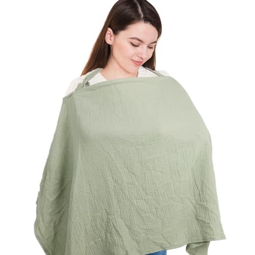 LALIFIT Muslin Nursing Covers for Baby Breastfeeding, Adjustable Privacy Nursing Apron Cover, Extra Large 100% Cotton Cover